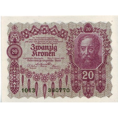  Бона 20 крон. 1922 год, Австрия.