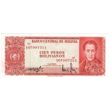 Банкнота 100 песо, 1962 год, Боливия.