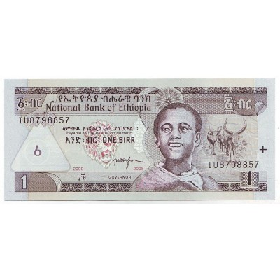 Банкнота 1 быр. 2008 год, Эфиопия.