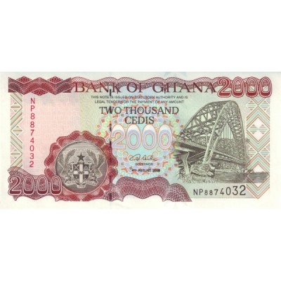 Банкнота 2000 седи, 2003 год, Гана.