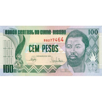 Банкнота 100 песо. 1990 год, Гвинея-Бисау.