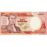 Банкнота 100 песо. 1986 год, Колумбия.