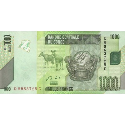Банкнота 1000 франков. 2013 год, Конго.