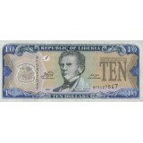 Банкнота 10 долларов. 2011 год, Либерия.