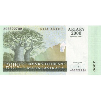 Банкнота 2000 ариари. 2007 год, Мадагаскар.