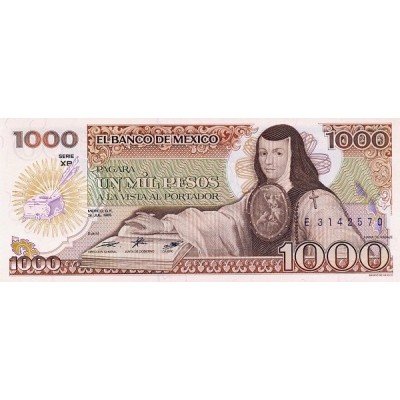Банкнота 1000 песо. 1985 год, Мексика.