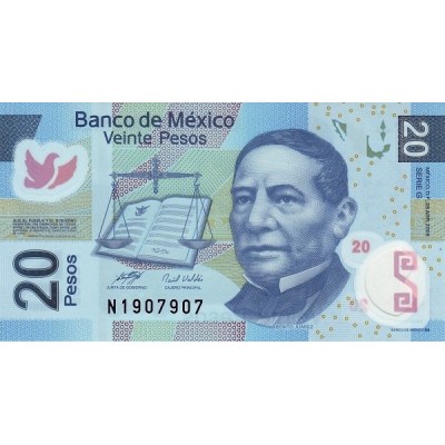 Банкнота 20 песо. 2008 год, Мексика.