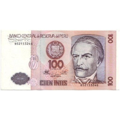 Банкнота 100 инти. 1987 год, Перу.