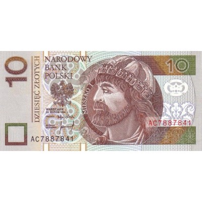 Банкнота 10 злотых. 1994 год, Польша.