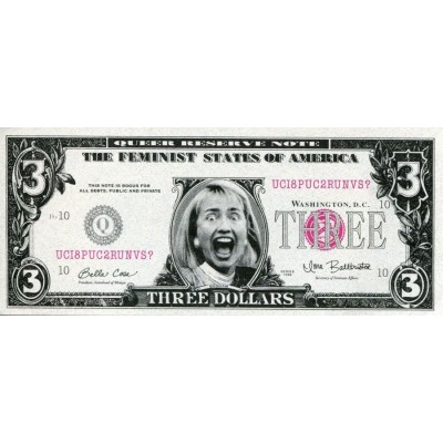 Хиллари Клинтон. Сувенирная банкнота 3 доллара. США.