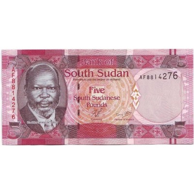 Джон Гаранг де Мабиор. Стадо крупного рогатого скота. Банкнота 5 фунтов. 2011 год, Южный Судан.