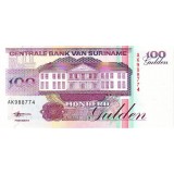 Банкнота 100 гульденов. 1998 год, Суринам.