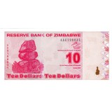 Банкнота 10 долларов. 2009 год, Зимбабве.