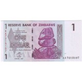 Банкнота 1 доллар. 2007 год, Зимбабве.