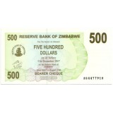 Банкнота 500 долларов, 2006 год, Зимбабве.