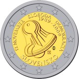 20 лет с начала Бархатной Революции. Монета 2 евро, 2009 год, Словакия