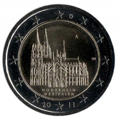 Северный Рейн-Вестфалия. 2 евро, 2011 год, Германия.