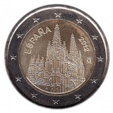 Кафедральный собор в Бургосе. Монета 2 евро, 2012 год, Испания.