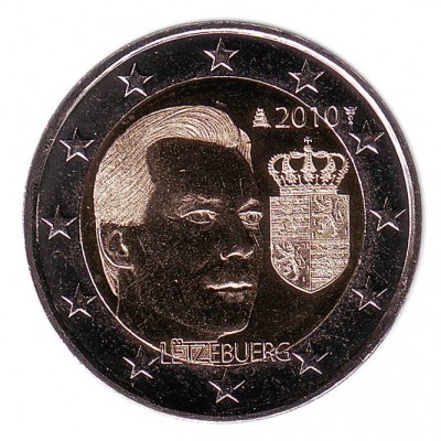  Герб Великого герцога Люксембурга Анри. 2 евро, 2010 год, Люксембург.