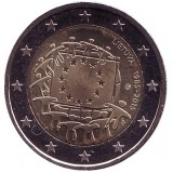 30 лет Флагу Европы. Монета 2 евро. 2015 год, Литва.