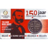 150 лет Красному кресту. Монета 2 евро. 2014 год, Бельгия. (в коинкарте!)