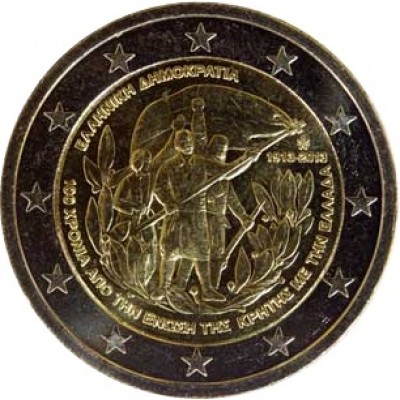 100-летие воссоединения с Критом. Монета 2 евро. 2013 год, Греция.