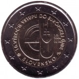 10 лет вступления Республики Словакия в Евросоюз. Монета 2 евро, 2014 год, Словакия.