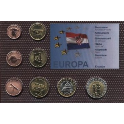 Набор пробных евро  Хорватии 2006 года в блистере