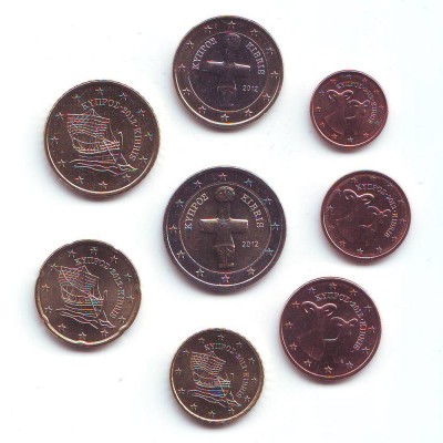Набор монет евро (8 шт). 2012 год, Кипр.