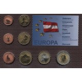 Набор пробных евро  Австрии 2001 года в блистере