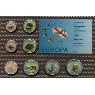 Набор пробных евро острова Эльба  2008 года в блистере