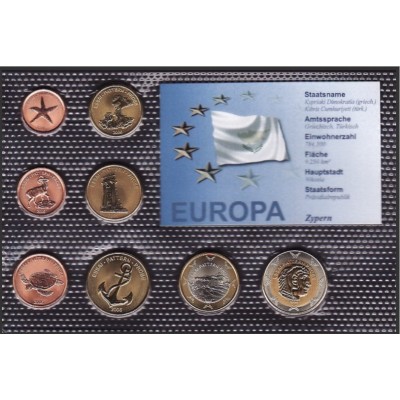 Набор пробных евро Кипра 2006 года в блистере