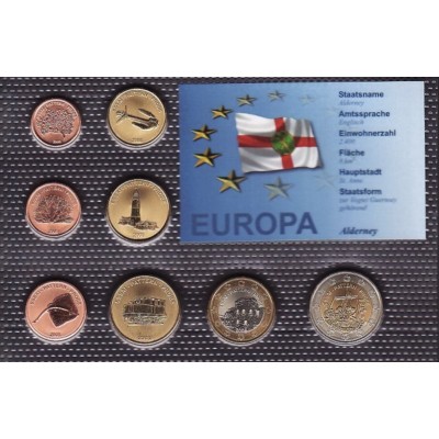 Набор пробных евро Олдерни 2008 года в блистере