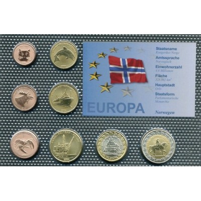 Набор пробных евро  Норвегии 2004 года в блистере