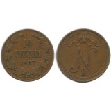 Монета 10 пенни 1907 года  Финляндия в составе Российской Империи