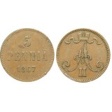 Монета 5 пенни 1867 года  Финляндия в составе Российской Империи (арт н-52857)