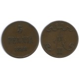 Монета 5 пенни 1888 года  Финляндия в составе Российской Империи