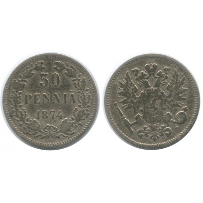 Монета 50 пенни 1874 года (S),  Финляндия в составе Российской Империи