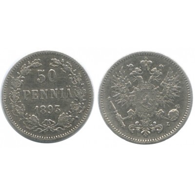 Монета 50 пенни 1893 года (L),  Финляндия в составе Российской Империи