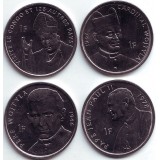 Иоанн Павел II. Набор монет Конго (4 шт.), 1 франк. 2004 год, Конго.