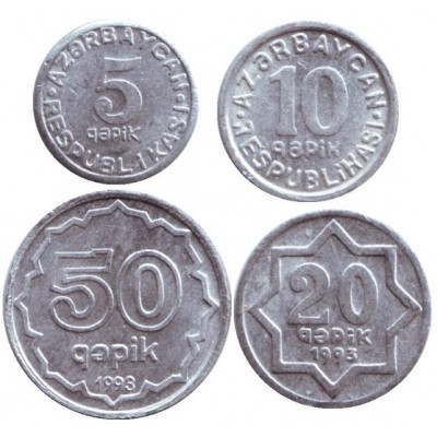  Набор монет Азербайджана (4 шт.), 1992-1993 гг., Азербайджан.
