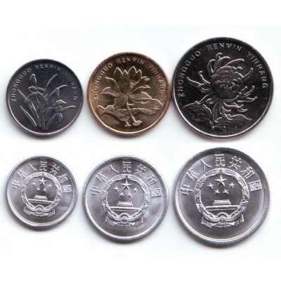  Набор монет Китайской Народной Республики (6 шт.) 1986-2012 гг., КНР.
