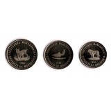 Набор монет Македонии (3 штуки): 1 денар, 2 денара, 5 денаров. 1995 год, Македония