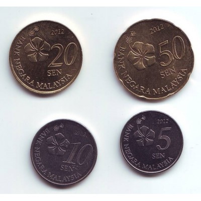 Набор монет Малайзии (4 шт.). 2012 год, Малайзия.