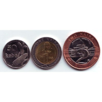 Набор монет Нигерии (3 шт.), 2006 год, Нигерия