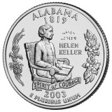 Алабама. Монета 25 центов (D). 2003 год, США.