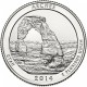 Национальный парк Арки. Монета 25 центов (P). 2014 год, США.