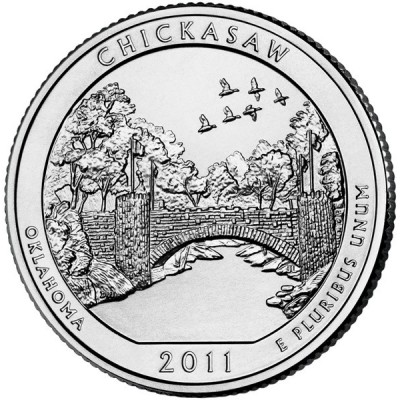 Рекреационная зона Чикасо. Монета 25 центов (D). 2011 год, США.