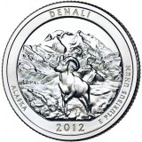 Национальный парк Денали. Монета 25 центов (P). 2012 год, США.