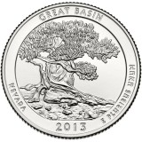 Национальный парк Грейт-Бейсин. Монета 25 центов (D). 2013 год, США.